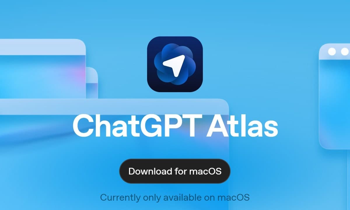 2025 tarihli ChatGPT Atlas tanıtımında macOS indirme ekranı.