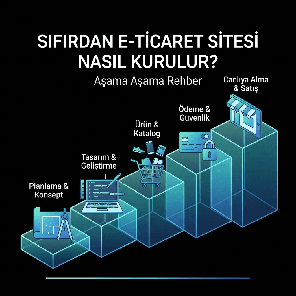 Planlama, tasarım, ürün kataloğu, ödeme ve yayına alma aşamaları.