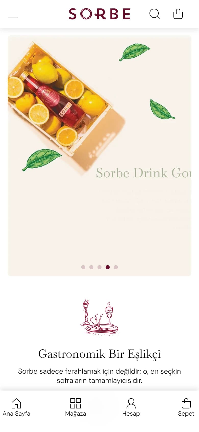 Sorbe Drink mobil web sitesi ekran görüntüsü